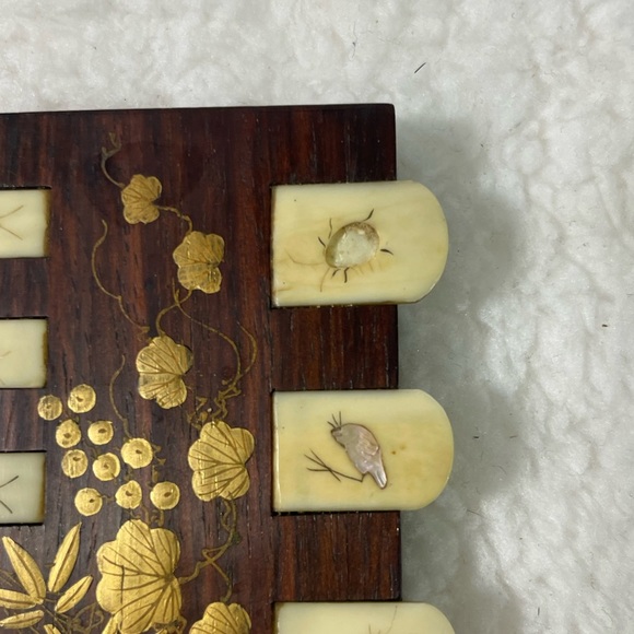 Antique Japanese Whist Game Counters with Bugs and Leaves - Picture 2 of 6